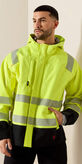 FR Hi-Vis Hooded Waterproof Jacket Front